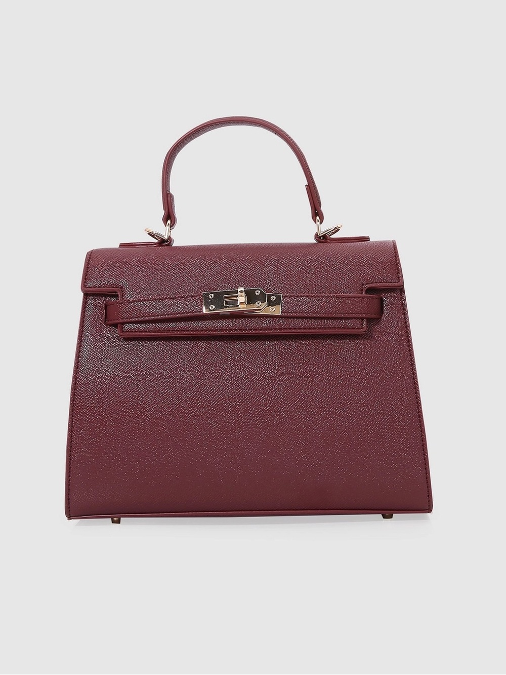 Structured Wine Top-Handle Satchel with Gold Hardware